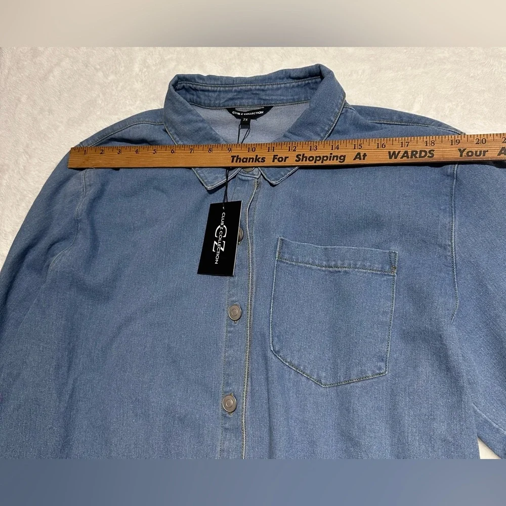 Club Z Collection Denim Button Down Shirt Plus Size 2X